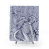 White Octopus Tentacles Kraken Blue Vintage Map Shower Curtains 71 X 74 Home Decor