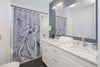 White Octopus Tentacles Kraken Blue Vintage Map Shower Curtains Home Decor