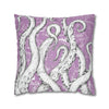 White Octopus Tentacles Purple Vintage Map Art Spun Polyester Square Pillow Case Home Decor