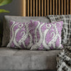 White Octopus Tentacles Purple Vintage Map Art Spun Polyester Square Pillow Case Home Decor