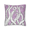 White Octopus Tentacles Purple Vintage Map Art Spun Polyester Square Pillow Case Home Decor