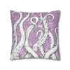 White Octopus Tentacles Purple Vintage Map Art Spun Polyester Square Pillow Case Home Decor