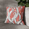 White Octopus Tentacles Red Vintage Map Art Spun Polyester Square Pillow Case 14 × Home Decor