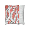 White Octopus Tentacles Red Vintage Map Art Spun Polyester Square Pillow Case Home Decor