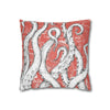 White Octopus Tentacles Red Vintage Map Art Spun Polyester Square Pillow Case Home Decor