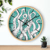 White Octopus Tentacles Teal Vintage Map Nautical Ink Art Wall Clock Wooden / Black 10 Home Decor