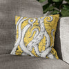 White Octopus Tentacles Yellow Vintage Map Art Spun Polyester Square Pillow Case 14 × Home Decor