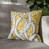White Octopus Tentacles Yellow Vintage Map Art Spun Polyester Square Pillow Case 16 × Home Decor