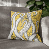 White Octopus Tentacles Yellow Vintage Map Art Spun Polyester Square Pillow Case 18 × Home Decor