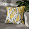 White Octopus Tentacles Yellow Vintage Map Art Spun Polyester Square Pillow Case 20 × Home Decor