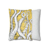 White Octopus Tentacles Yellow Vintage Map Art Spun Polyester Square Pillow Case Home Decor