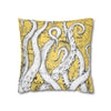 White Octopus Tentacles Yellow Vintage Map Art Spun Polyester Square Pillow Case Home Decor