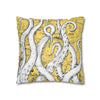 White Octopus Tentacles Yellow Vintage Map Art Spun Polyester Square Pillow Case Home Decor