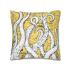 White Octopus Tentacles Yellow Vintage Map Art Spun Polyester Square Pillow Case Home Decor