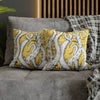 White Octopus Tentacles Yellow Vintage Map Art Spun Polyester Square Pillow Case Home Decor