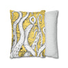 White Octopus Tentacles Yellow Vintage Map Art Spun Polyester Square Pillow Case Home Decor