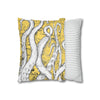 White Octopus Tentacles Yellow Vintage Map Art Spun Polyester Square Pillow Case Home Decor