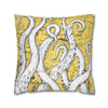 White Octopus Tentacles Yellow Vintage Map Art Spun Polyester Square Pillow Case Home Decor