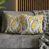 White Octopus Tentacles Yellow Vintage Map Art Spun Polyester Square Pillow Case Home Decor
