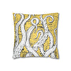 White Octopus Tentacles Yellow Vintage Map Art Spun Polyester Square Pillow Case Home Decor