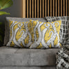 White Octopus Tentacles Yellow Vintage Map Art Spun Polyester Square Pillow Case Home Decor