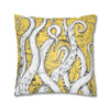 White Octopus Tentacles Yellow Vintage Map Art Spun Polyester Square Pillow Case Home Decor