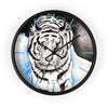 White Tiger In The Snow Ink Art Wall Clock Black / 10 Home Decor