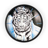 White Tiger In The Snow Ink Art Wall Clock Black / 10 Home Decor