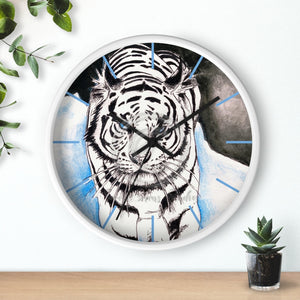 White Tiger In The Snow Ink Art Wall Clock / Black 10 Home Decor