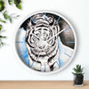 White Tiger In The Snow Ink Art Wall Clock Home Decor