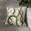 Yellow Black Octopus Tentacles Ink Art Spun Polyester Square Pillow Case 14 × Home Decor