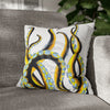Yellow Black Octopus Tentacles Ink Art Spun Polyester Square Pillow Case 16 × Home Decor