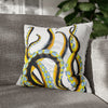 Yellow Black Octopus Tentacles Ink Art Spun Polyester Square Pillow Case 18 × Home Decor