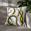 Yellow Black Octopus Tentacles Ink Art Spun Polyester Square Pillow Case 20 × Home Decor