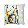 Yellow Black Octopus Tentacles Ink Art Spun Polyester Square Pillow Case Home Decor