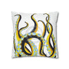 Yellow Black Octopus Tentacles Ink Art Spun Polyester Square Pillow Case Home Decor