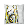 Yellow Black Octopus Tentacles Ink Art Spun Polyester Square Pillow Case Home Decor