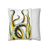 Yellow Black Octopus Tentacles Ink Art Spun Polyester Square Pillow Case Home Decor