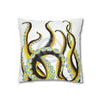 Yellow Black Octopus Tentacles Ink Art Spun Polyester Square Pillow Case Home Decor