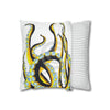 Yellow Black Octopus Tentacles Ink Art Spun Polyester Square Pillow Case Home Decor