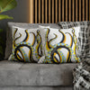 Yellow Black Octopus Tentacles Ink Art Spun Polyester Square Pillow Case Home Decor