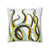 Yellow Black Octopus Tentacles Ink Art Spun Polyester Square Pillow Case Home Decor