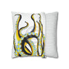 Yellow Black Octopus Tentacles Ink Art Spun Polyester Square Pillow Case Home Decor