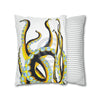 Yellow Black Octopus Tentacles Ink Art Spun Polyester Square Pillow Case Home Decor