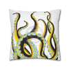 Yellow Black Octopus Tentacles Ink Art Spun Polyester Square Pillow Case Home Decor