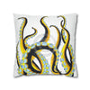 Yellow Black Octopus Tentacles Ink Art Spun Polyester Square Pillow Case Home Decor