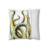 Yellow Black Octopus Tentacles Ink Art Spun Polyester Square Pillow Case Home Decor