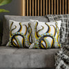 Yellow Black Octopus Tentacles Ink Art Spun Polyester Square Pillow Case Home Decor