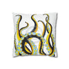 Yellow Black Octopus Tentacles Ink Art Spun Polyester Square Pillow Case Home Decor