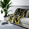 Yellow Black Tentacles Octopus Ink Art Velveteen Plush Blanket All Over Prints